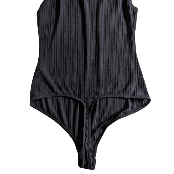 Free People Black Ribbed Sleeveless Turtleneck Bodysuit Women's SMALL L55440 NWT - Picture 3 of 14